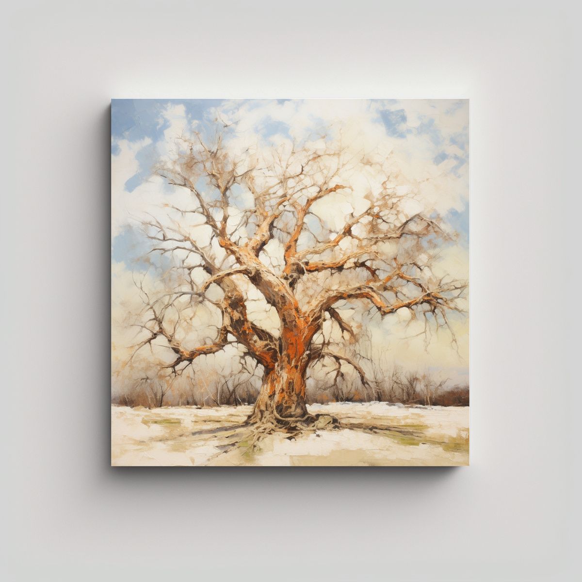 GENERICO - Cuadro Abstracto De Árbol De Algodón En 80x80 Cm