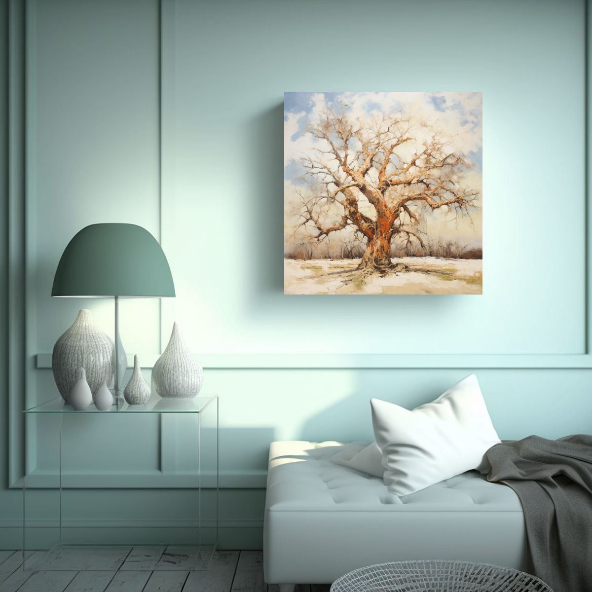 GENERICO - Cuadro Abstracto De Árbol De Algodón En 80x80 Cm