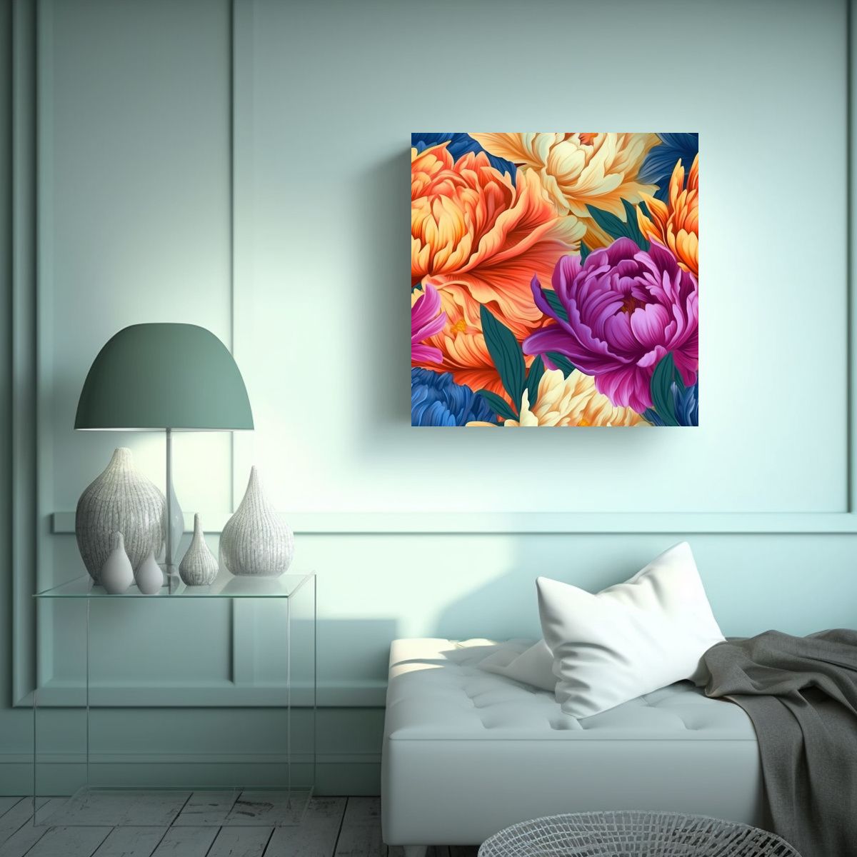 GENERICO - Cuadro Surrealista De Flor De Pion En Tinta De 70x70 Cm