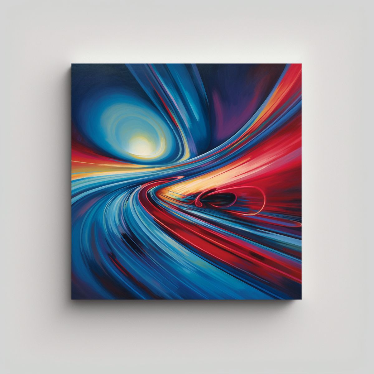 GENERICO - Pintura Al óleo Azul Rojo Equilibrio Visual 90x90 Cm.