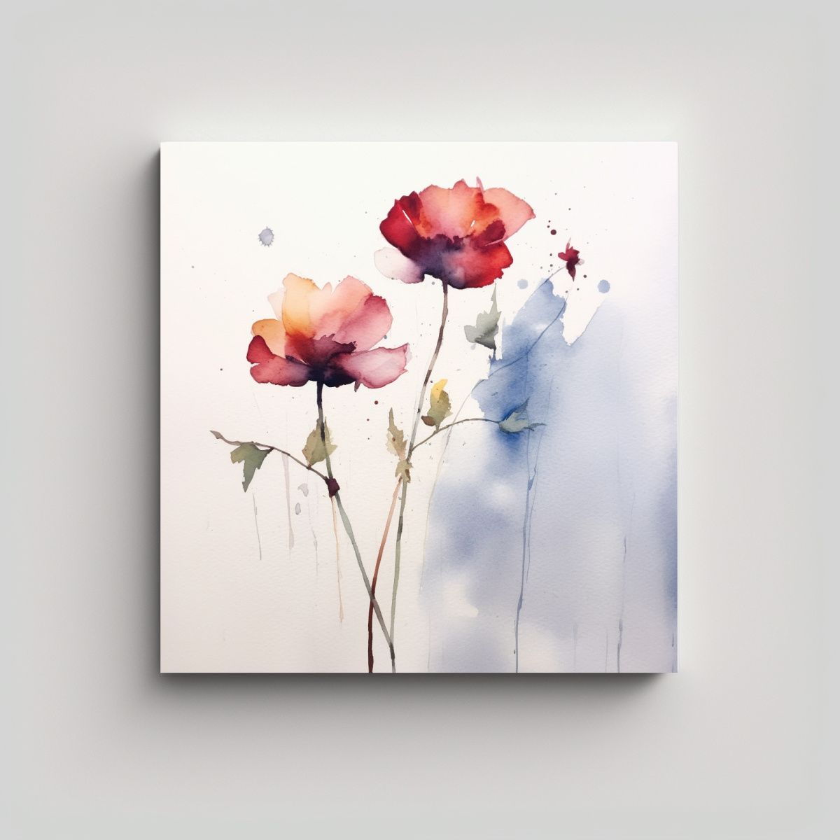 GENERICO - Floral Minimalista En Lienzo Colores Vibrantes Y 70x70 Cm