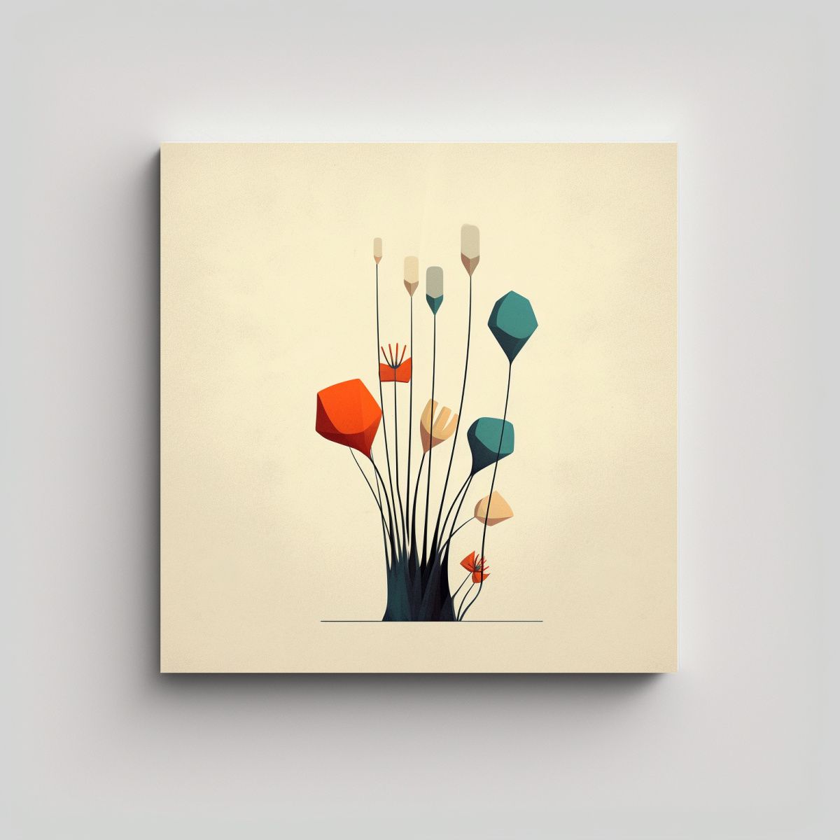 GENERICO - Diseño Minimalista De Flores Composición 70x70 Cm.