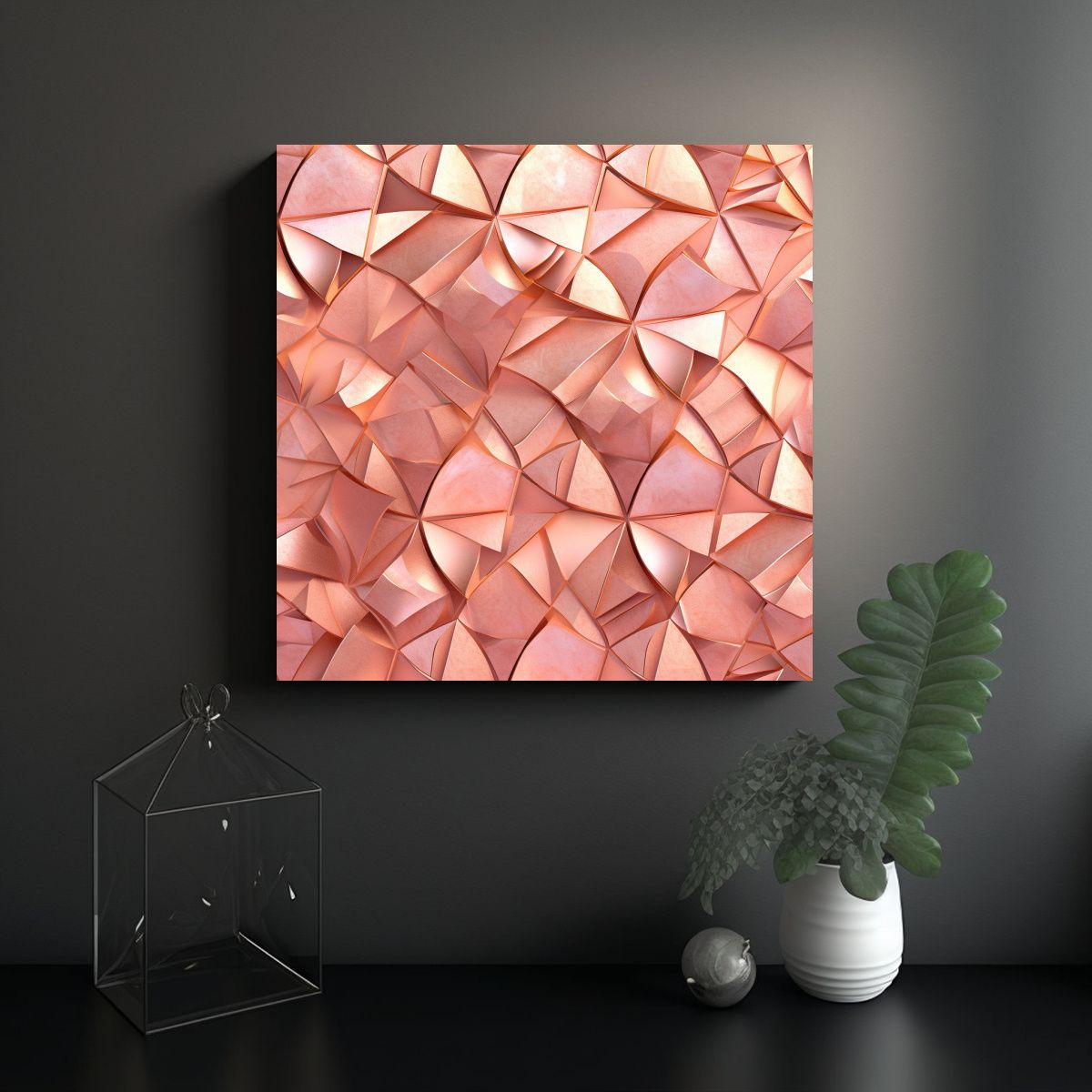 GENERICO - Cuadro Hermoso De Textura De Oro Rosa Con Patrón 70x70 Cm