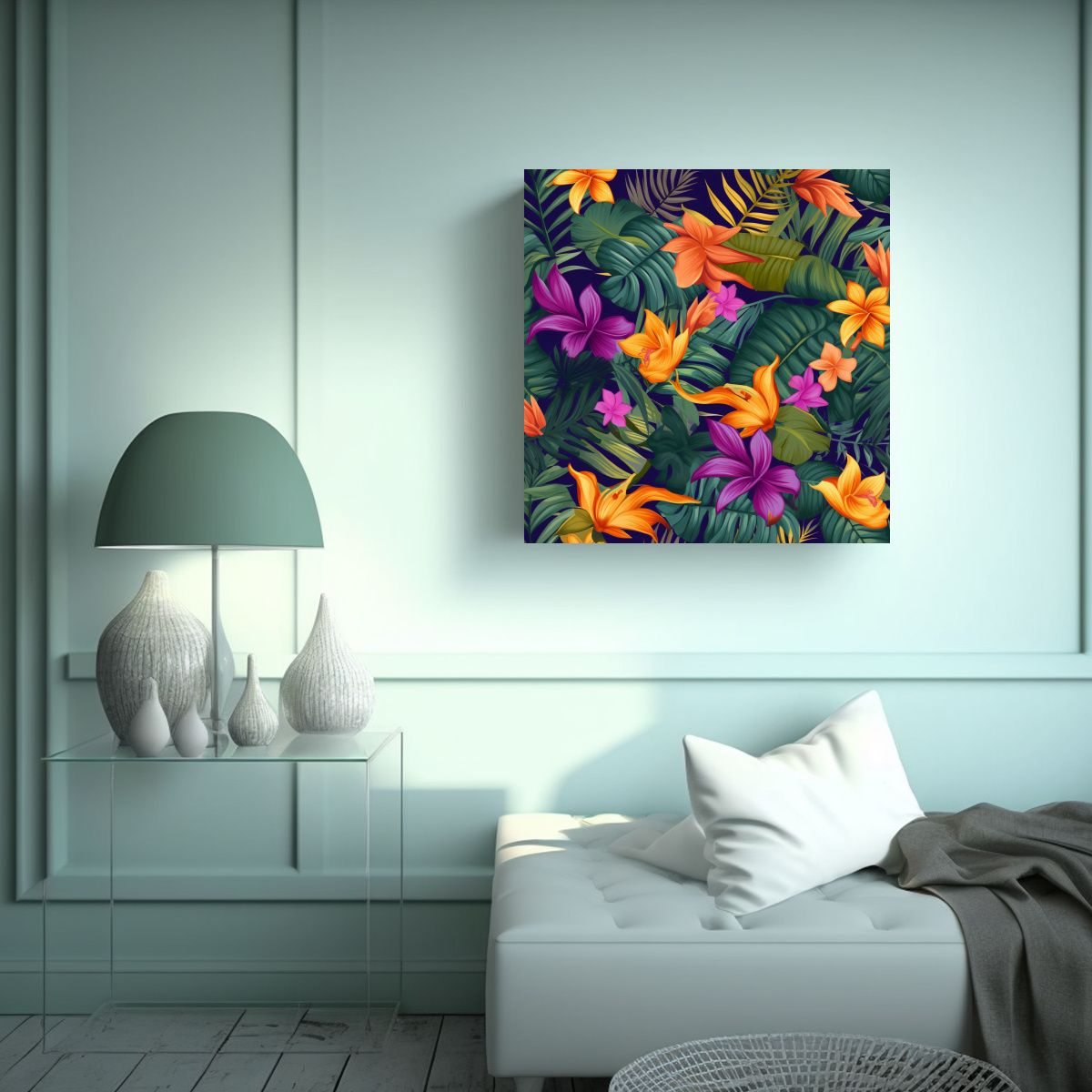 GENERICO - Patrón Tropical En Lienzo HD Armonía De 80x80 Cm