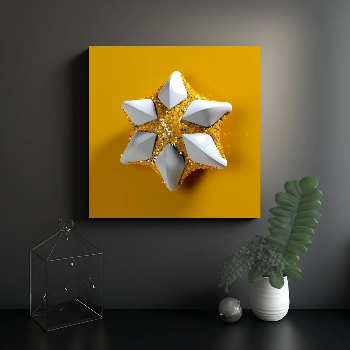 GENERICO - Cuadro Decorativo Estrellas Esmalte Blanco Con 80x80 Cm