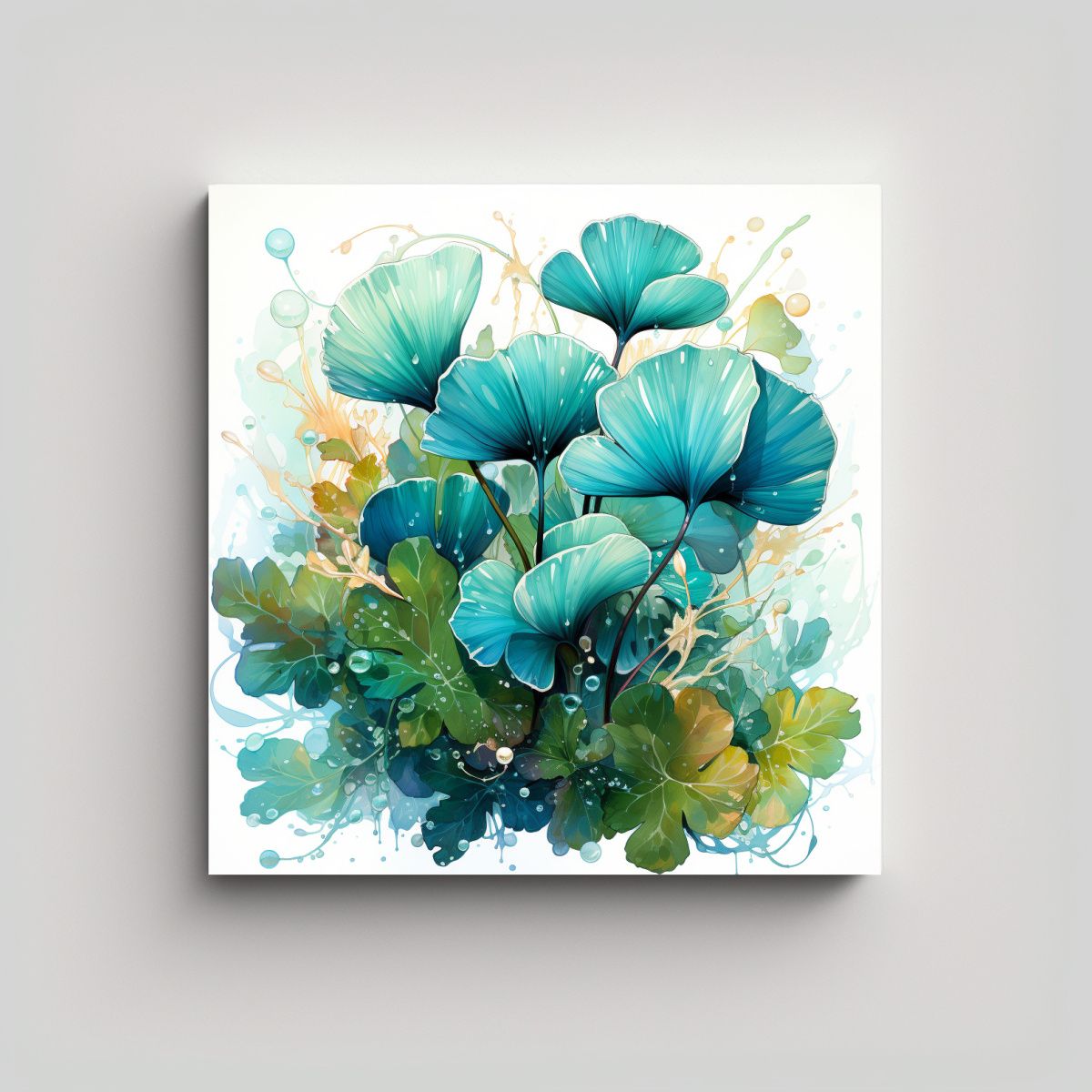 GENERICO - Pinturas Decorativas De Hojas De Ginkgo En Verde 80x80 Cm