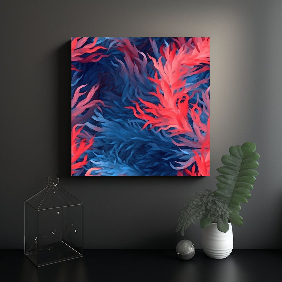 GENERICO - Pintura Abstracción óleo Equilibrio Algas Agua 90x90 Cm