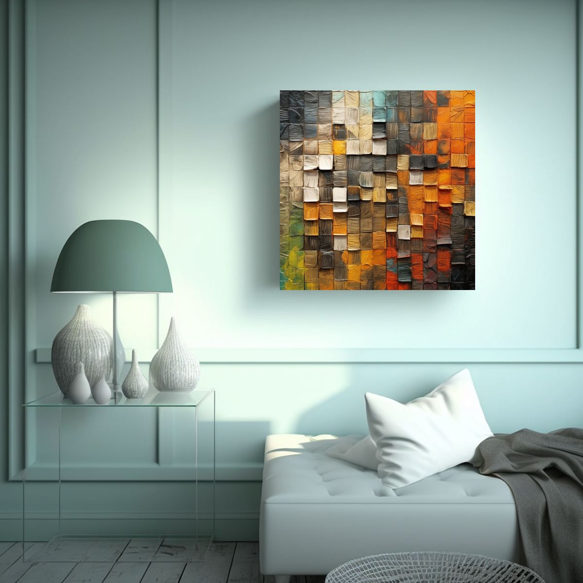 GENERICO - Pintura En Bastidor Texturizada Con Mucho Espacio 70x70 Cm