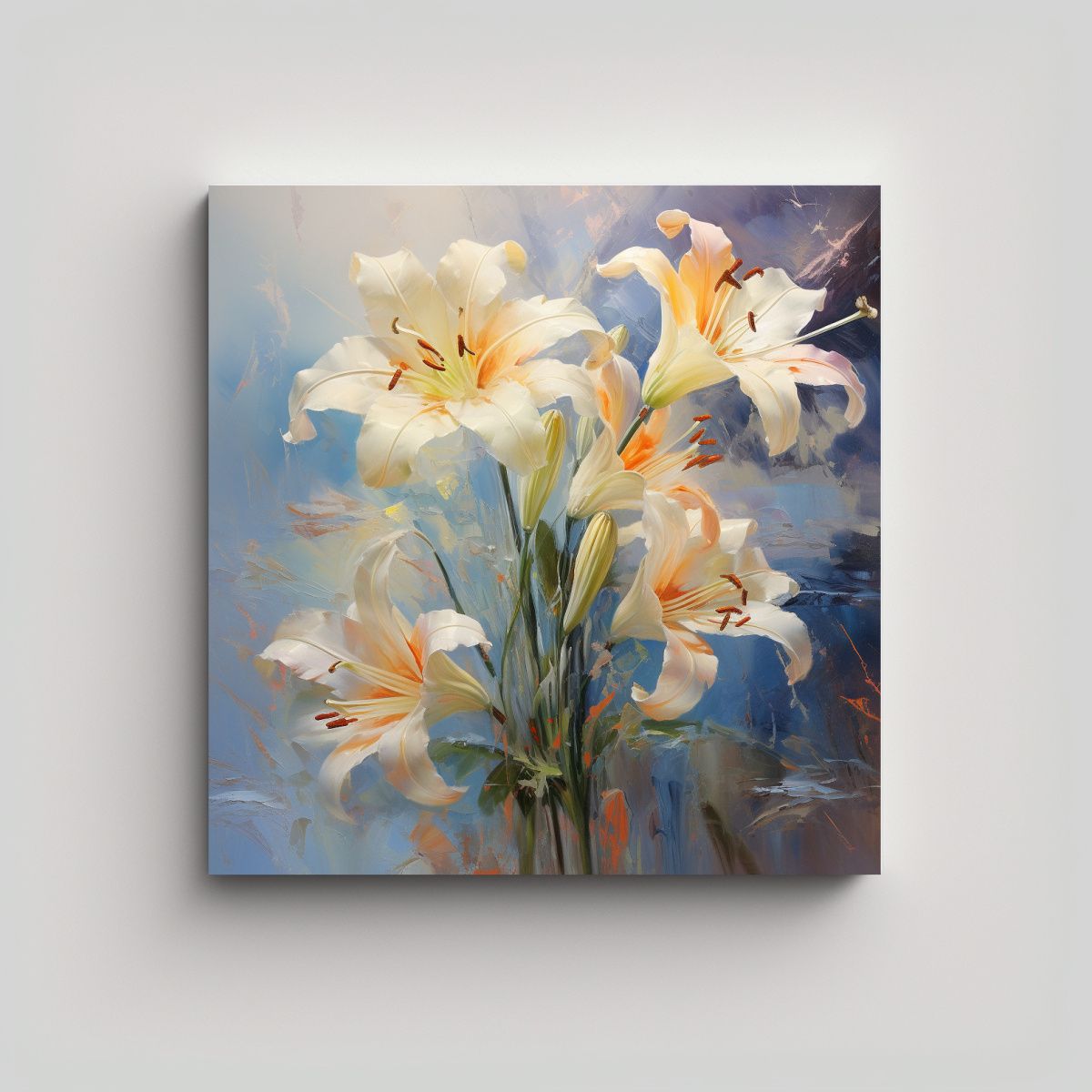 GENERICO - Pintura Abstracta De Flores De Lirios En Tela 90x90 Cm