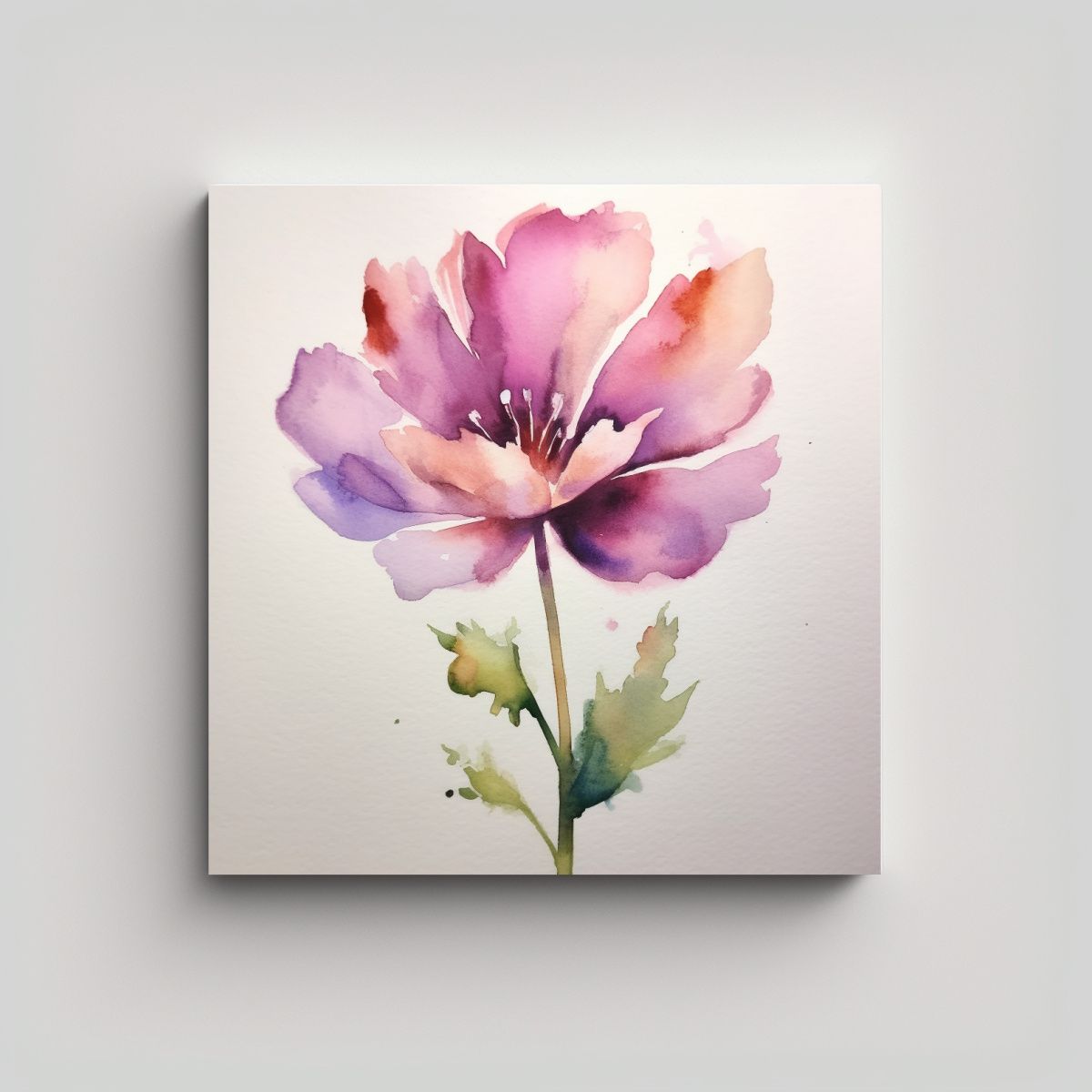 GENERICO - Flor Acuarela Sencilla Intensidad Y Movimiento 80x80 Cm