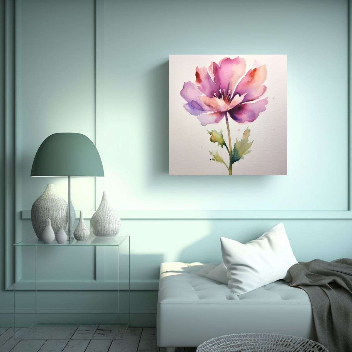 GENERICO - Flor Acuarela Sencilla Intensidad Y Movimiento 80x80 Cm