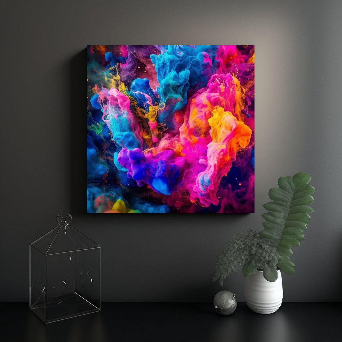 GENERICO - Pinturas Decorativas De Flores Vibrantes En 70x70 Cm.