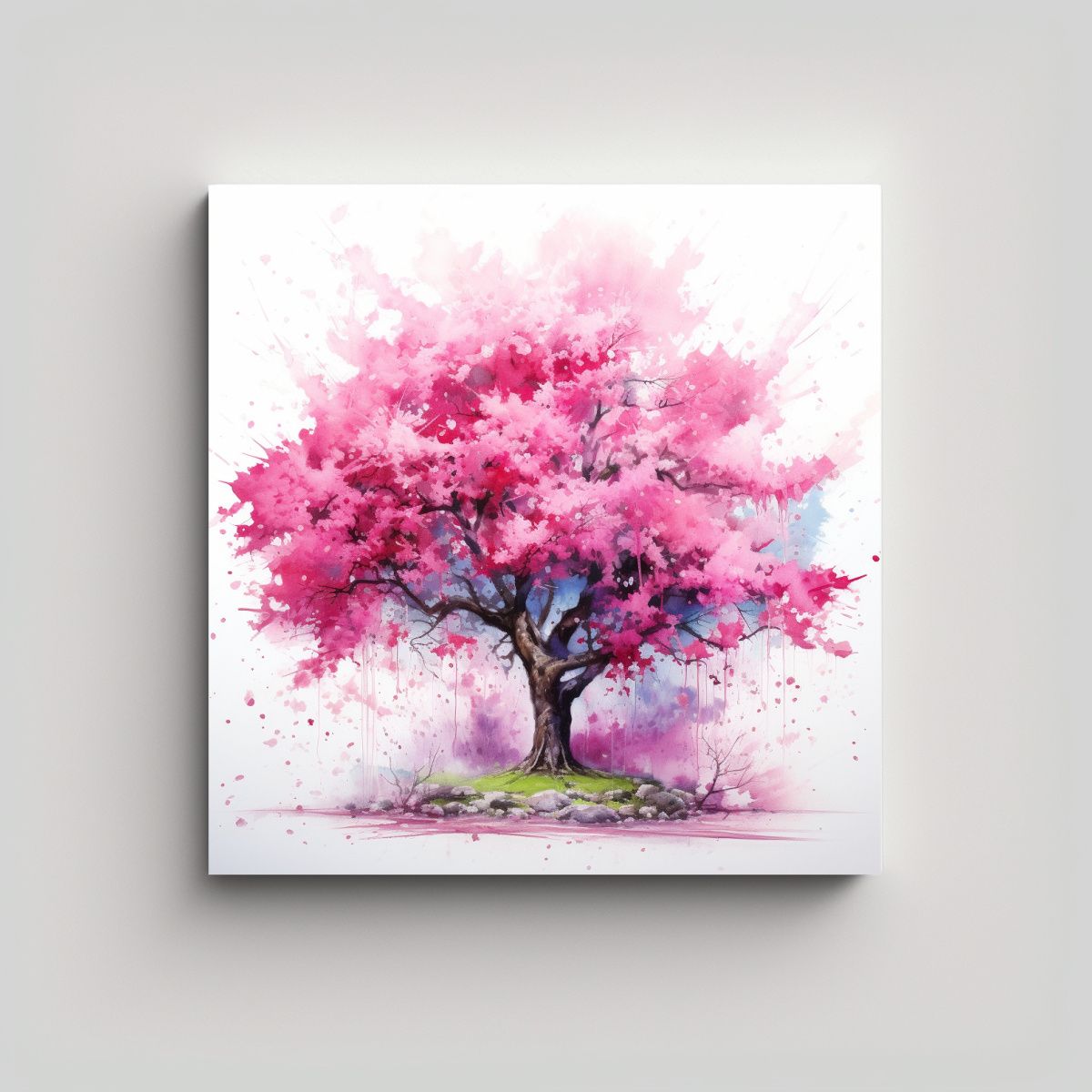 GENERICO - Lienzo De Tela Tonos Brillantes De Un Cerezo Rosa 70x70 Cm