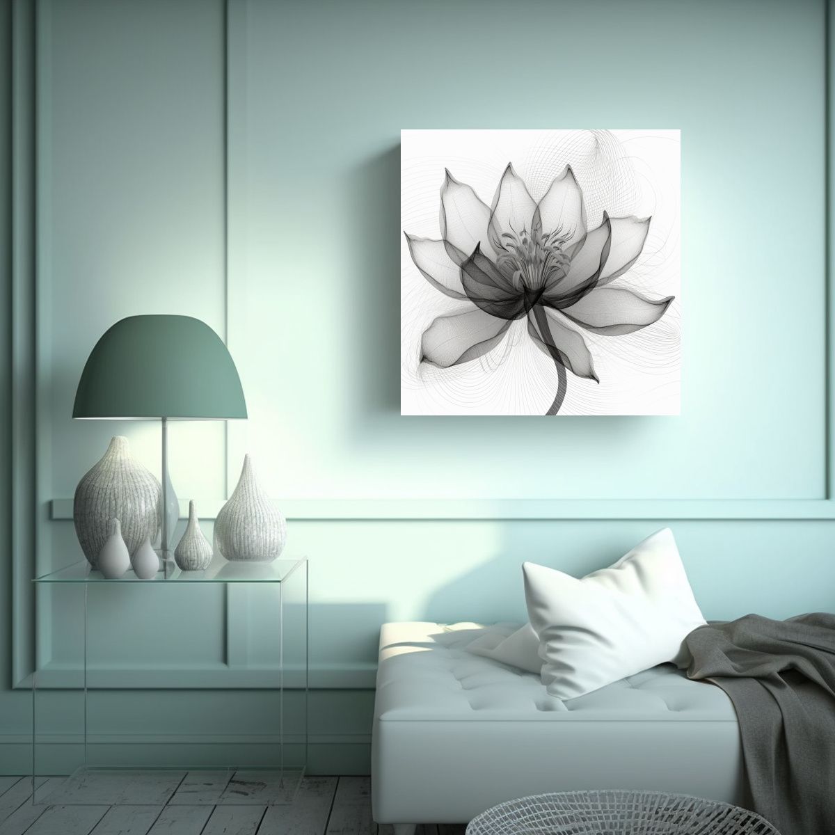 GENERICO - Líneas De Flor De Loto Composición Creativa 80x80 Cm