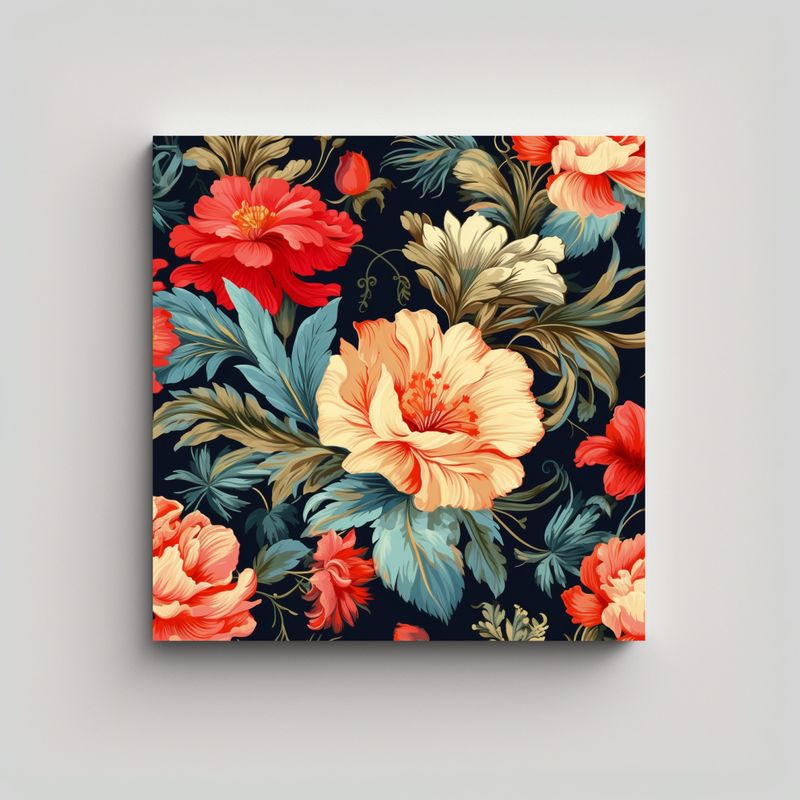 GENERICO - Patrones Florales Rocky En Tela Sublimada 90x90 Cm