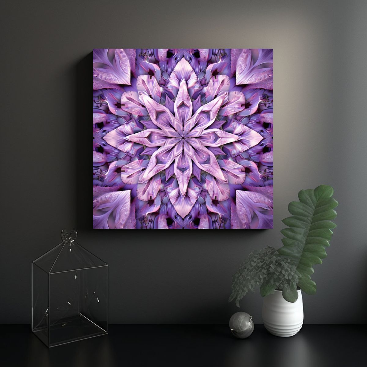 GENERICO - Cuadro En Bastidor Kaleidoscopio Original En Lila 90x90 Cm