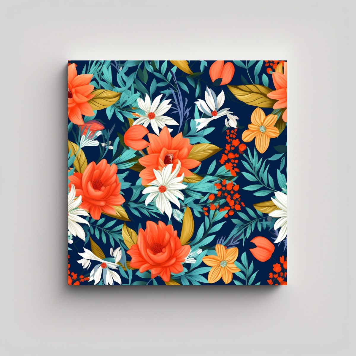 GENERICO - Patrón Boho De Flores De Verano En Canva Moderno 70x70 Cm