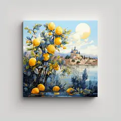 GENERICO - Cuadro Creativo Baño Árbol De Limón Colores 70x70 Cm.