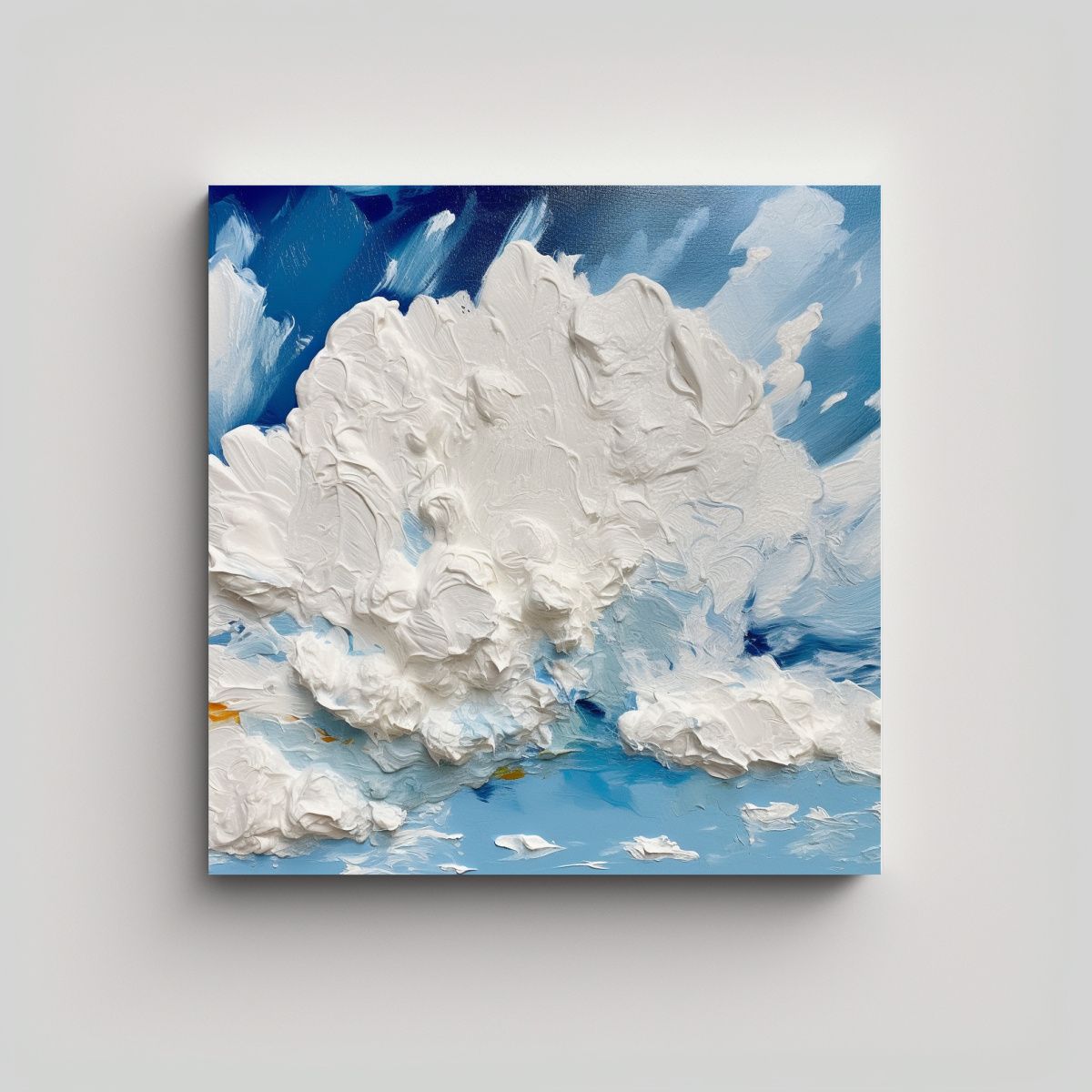 GENERICO - Arte Abstracto Nubes Blancas Tela Bastidor Por 90x90 Cm