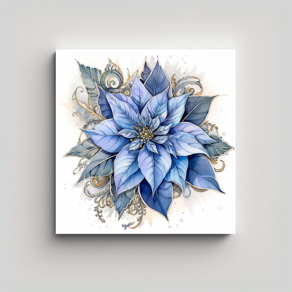 GENERICO - Ilustración De Invierno Fantástico Cuadro Azul 90x90 Cm