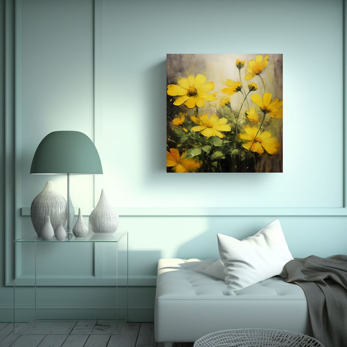GENERICO - Cuadro Decorativo Lienzo Alta Calidad Con Flores 80x80 Cm