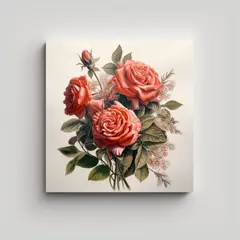 GENERICO - Diseño Canva De Bouquet Botánico Detallado Para 90x90 Cm