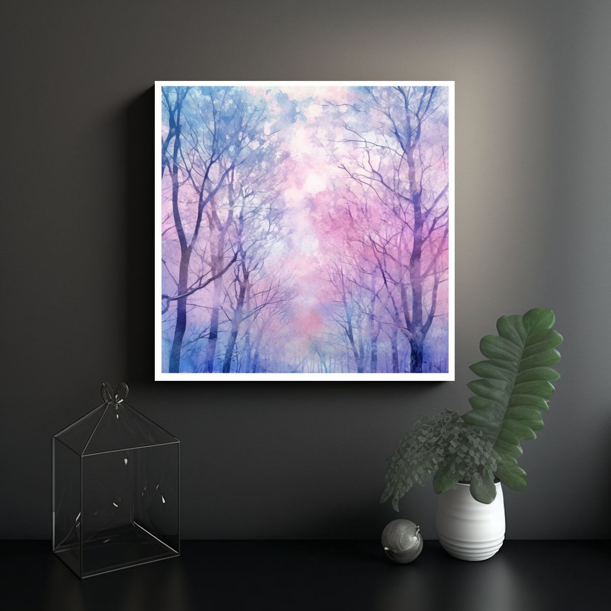 GENERICO - Pinturas Decorativas De Bosque Elegante En Tonos 90x90 Cm