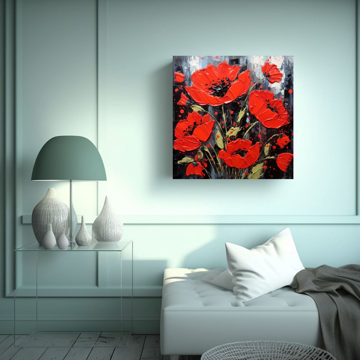 GENERICO - Pintura Floral En Lienzo Cuadrado En Equilibrio 90x90 Cm