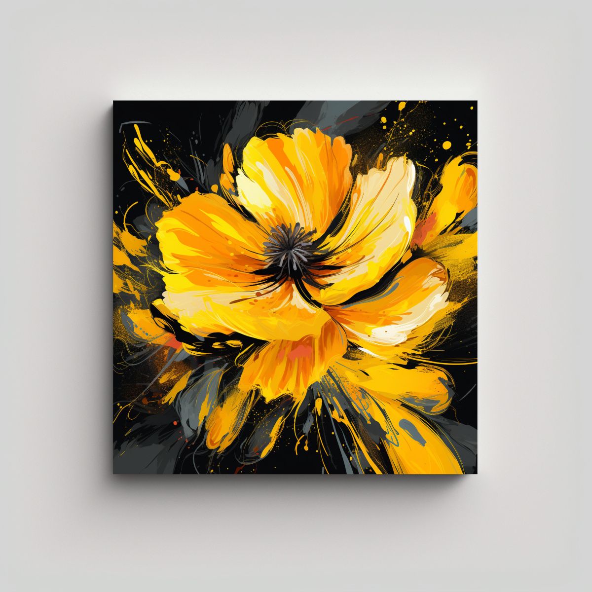 GENERICO - Cuadro Tela Amarillo Estilo Neonoir Patrón 80x80 Cm