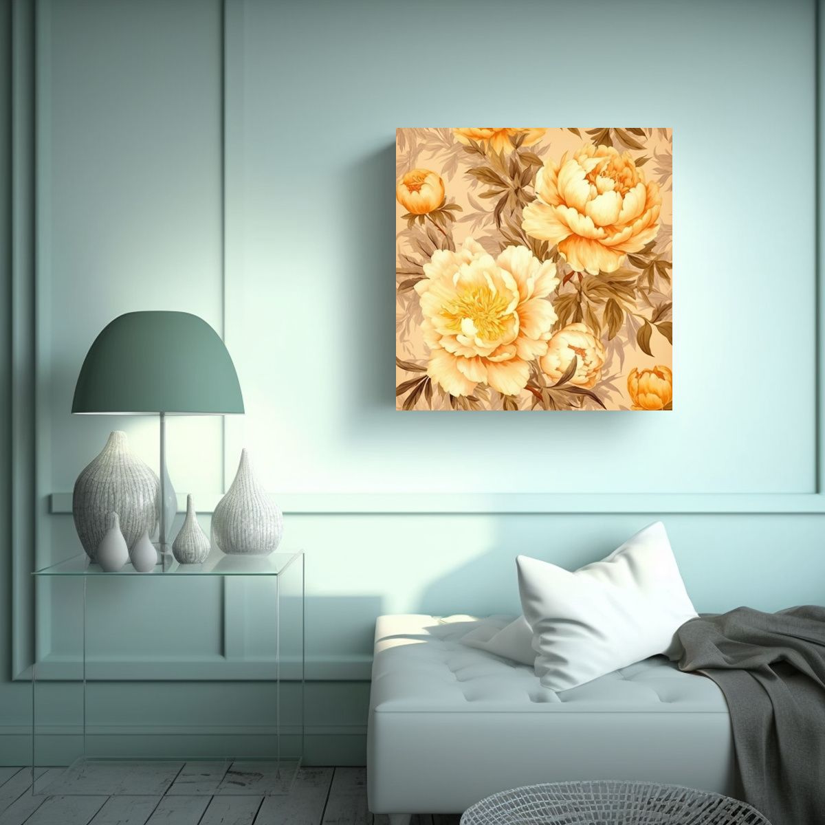 GENERICO - Composición Floral De Peonías Grandes Y 70x70 Cm