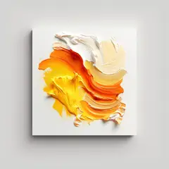 GENERICO - Pintura Abstracta Naranja Y Amarilla Sobre Fondo 90x90 Cm.