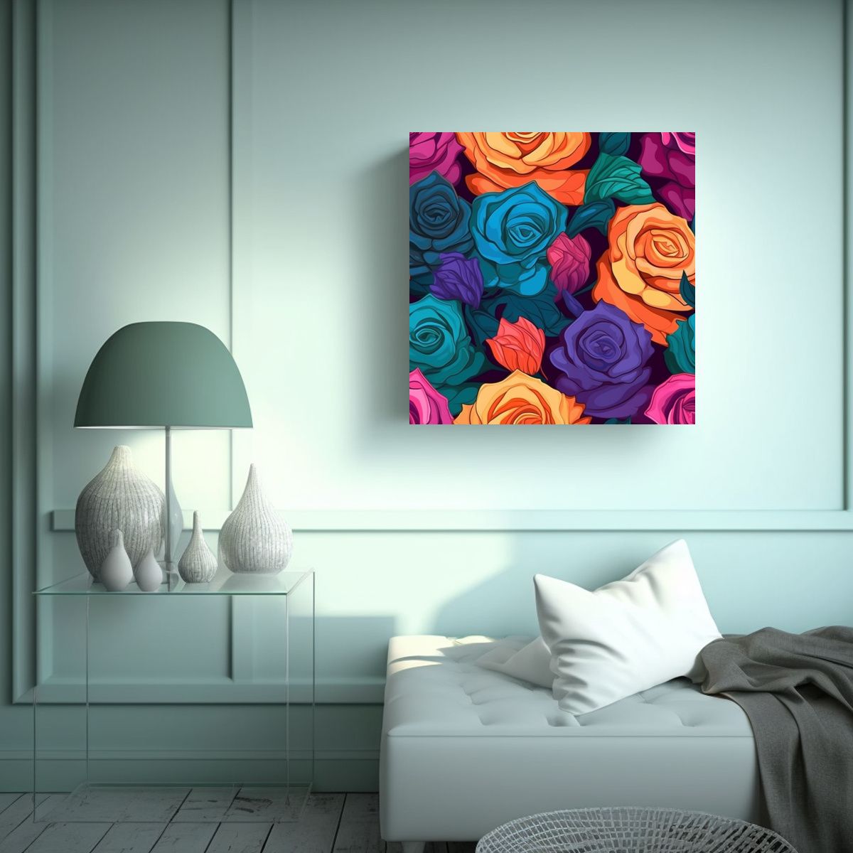 GENERICO - Arte Callejero Decorativo Rosa Joya Tono Patrón 90x90 Cm