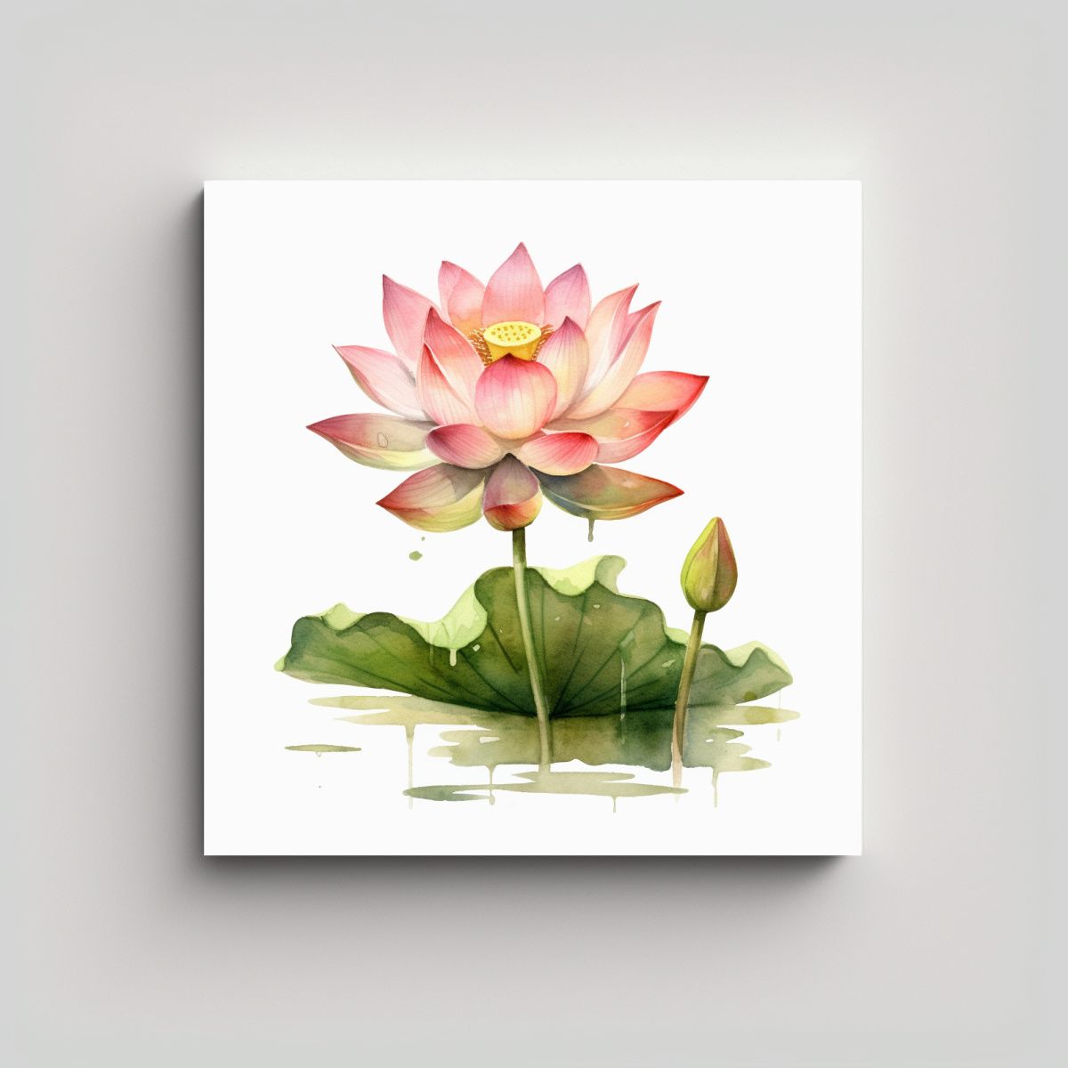 GENERICO - Acuarela De Loto Elegante Composición En Estilo 80x80 Cm