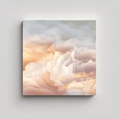 GENERICO - Pintura Abstracta De Nubes Cremosas En Fondo 70x70 Cm.