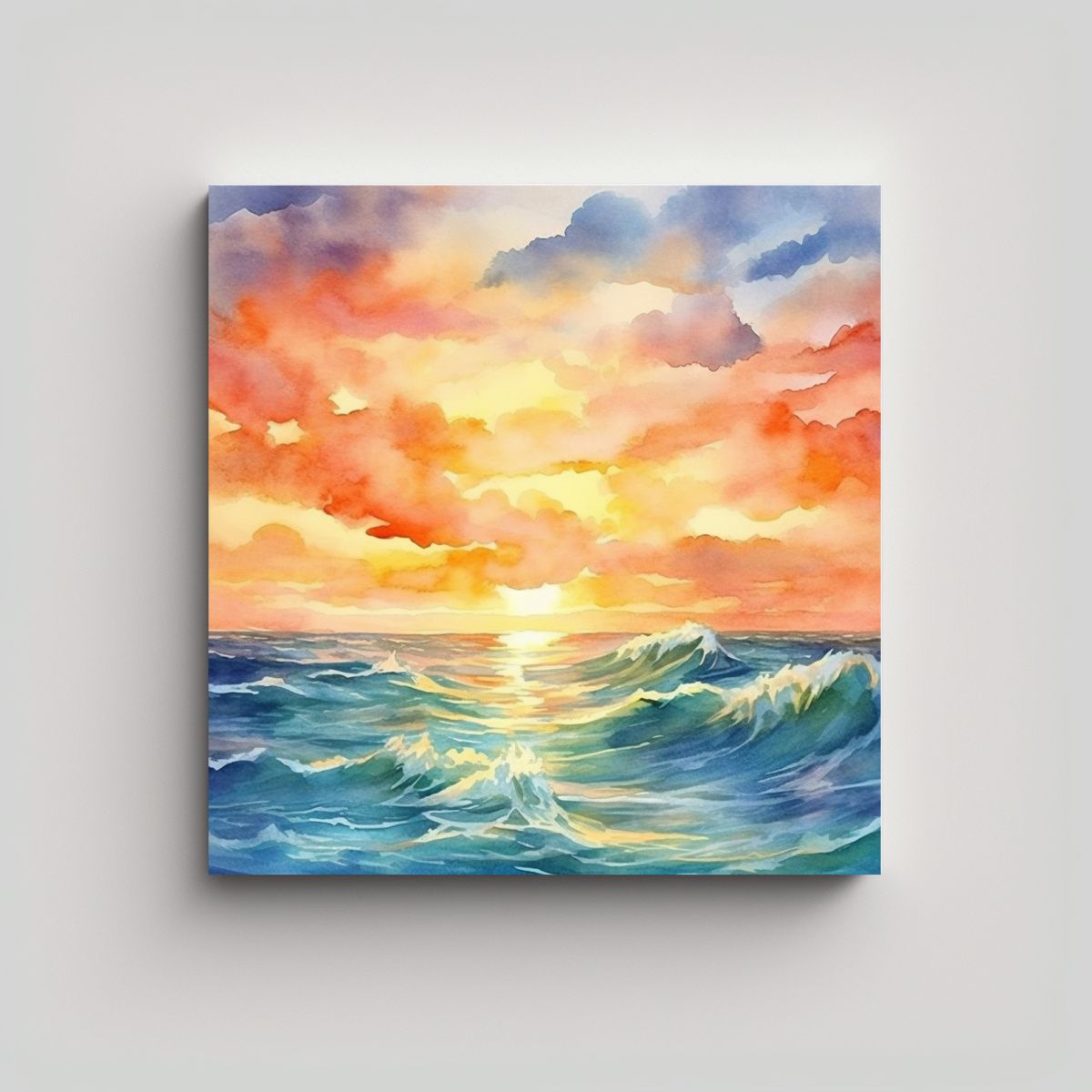 GENERICO - Pintura Lienzo Patrón Intenso Océano Verano 80x80 Cm