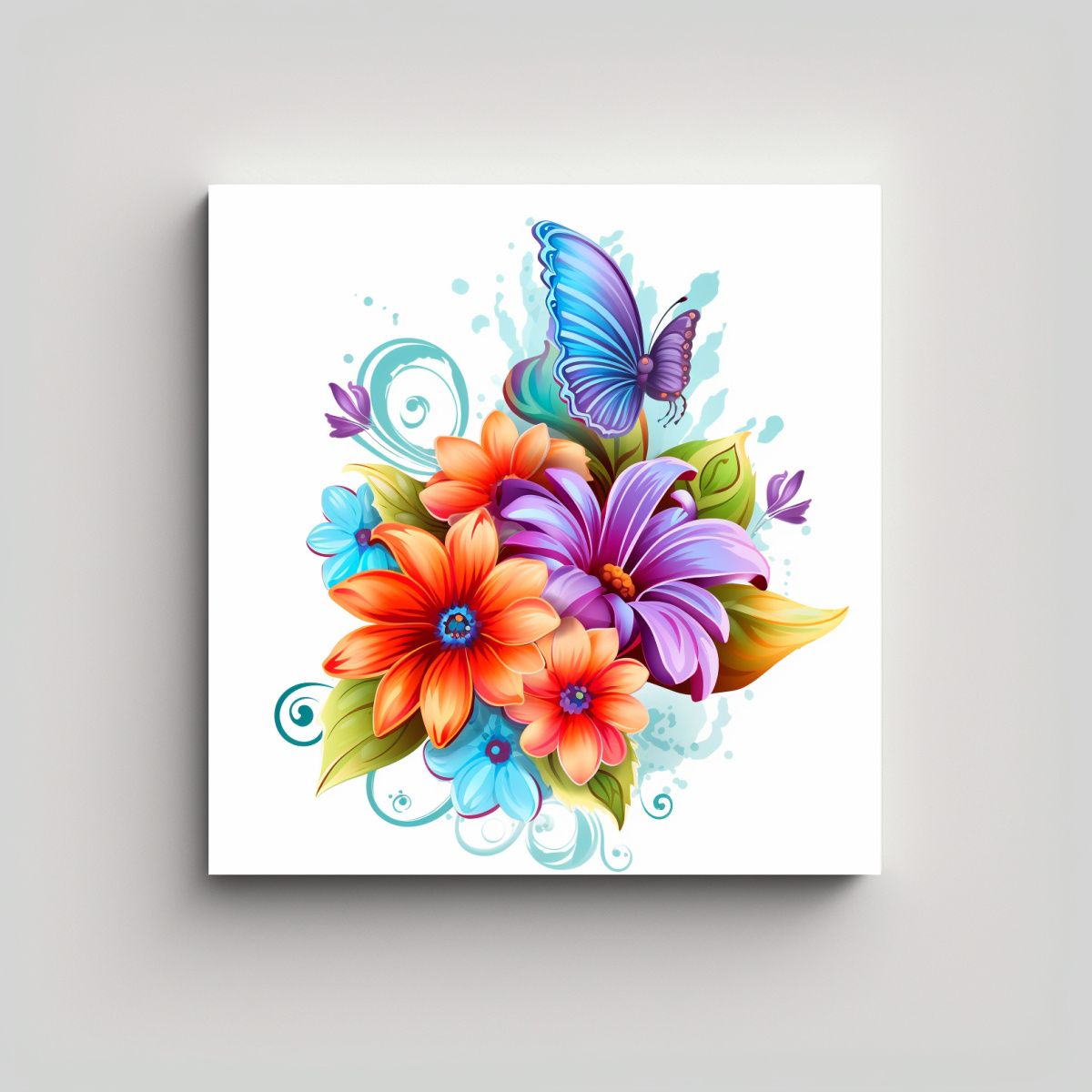GENERICO - Arte Pared Majestuoso Lienzo Flores Movimiento 90x90 Cm