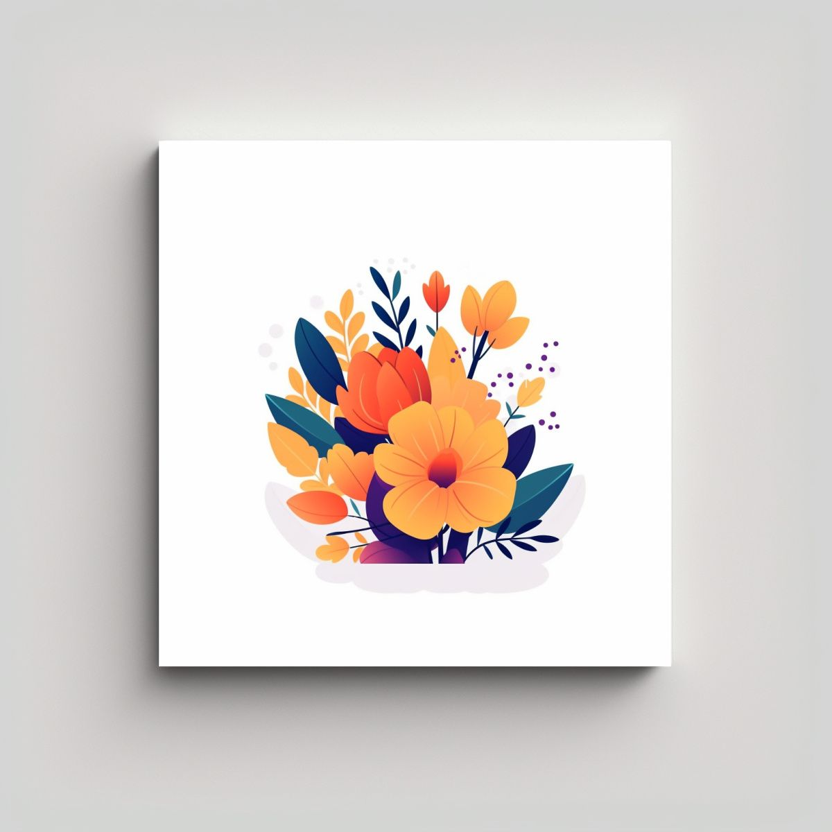 GENERICO - Cuadro Floral Moderno Estilizado Para Decoración 80x80 Cm