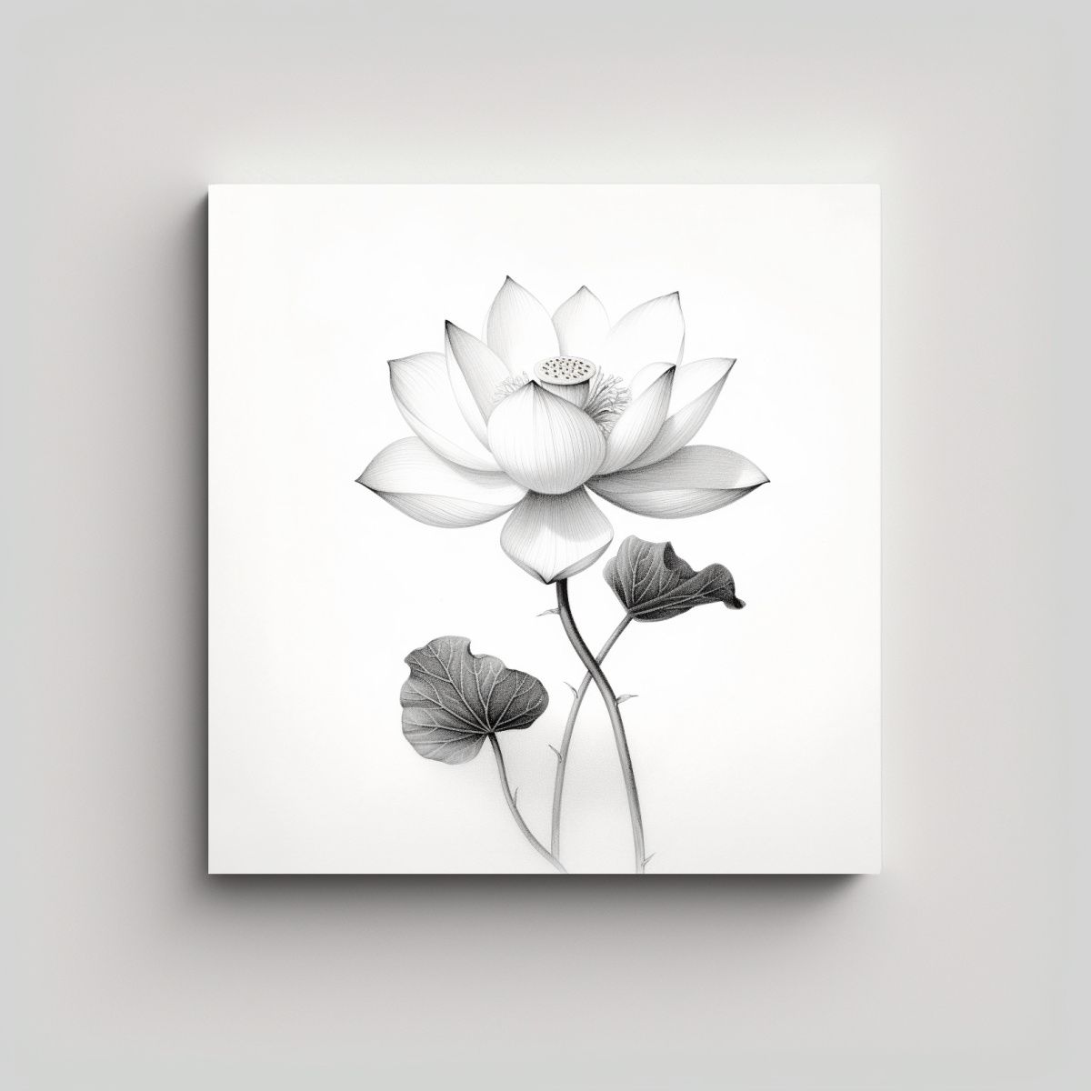 GENERICO - Dibujo De Loto Blanco En Lápiz Sin Sombreado 90x90 Cm