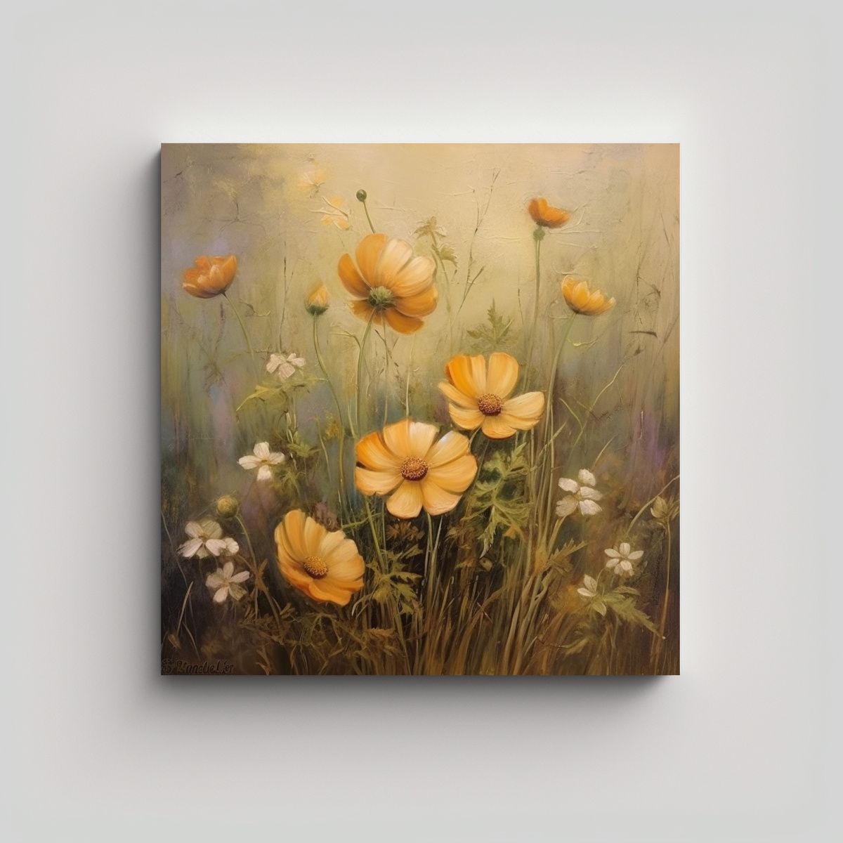 GENERICO - Cuadro Vintage De Flores Silvestres En Intenso 70x70 Cm