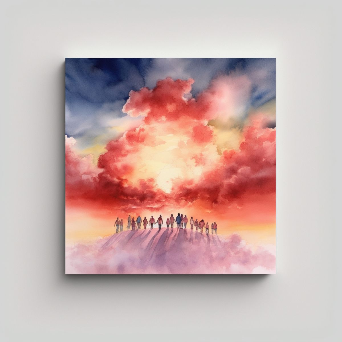 GENERICO - Cuadros De Pared Personas Caminando En Nubes 90x90 Cm