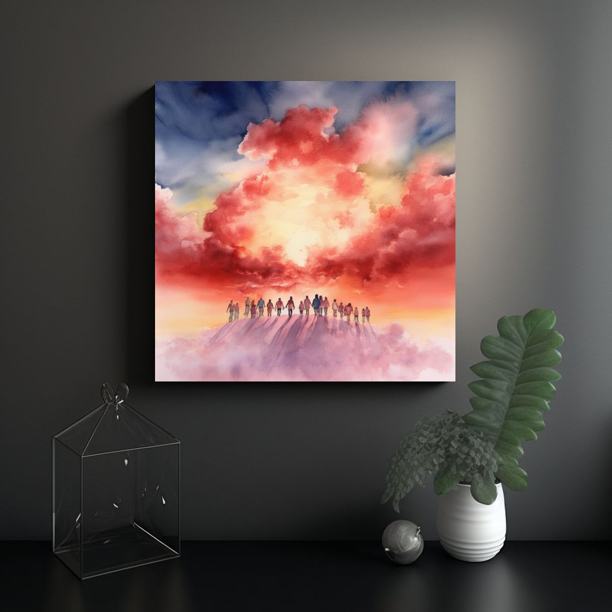 GENERICO - Cuadros De Pared Personas Caminando En Nubes 90x90 Cm