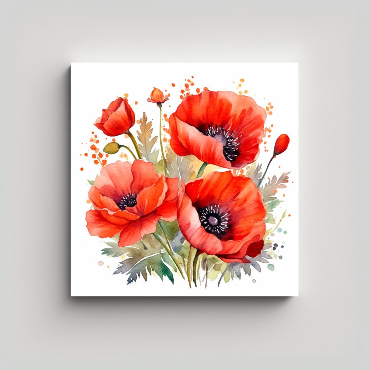 GENERICO - Cuadro De Tela Sublimada Con Poppies Rojos 80x80 Cm