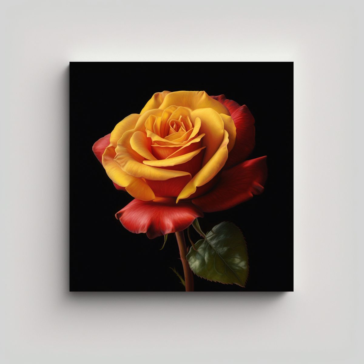 GENERICO - Pintura Decorativa Roja Y Amarilla De Rosa 80x80 Cm