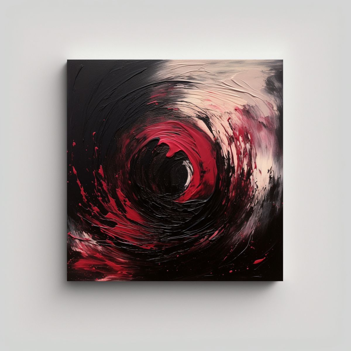GENERICO - Cuadro Hermoso Abstracto En Negro Y Cereza 90x90 Cm.