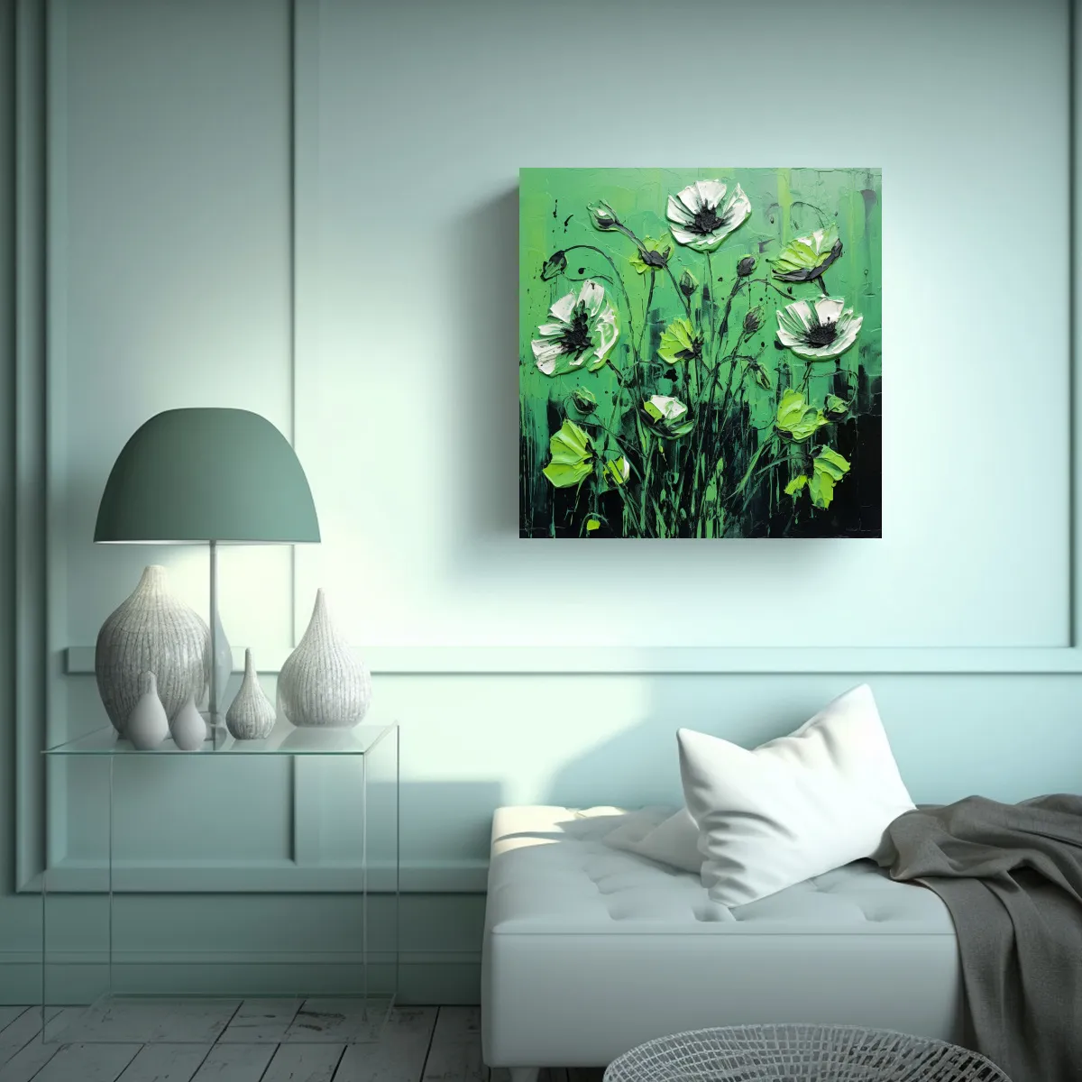 GENERICO - Bastidor Espectacular Con Obra Maestra De Flores 70x70 Cm
