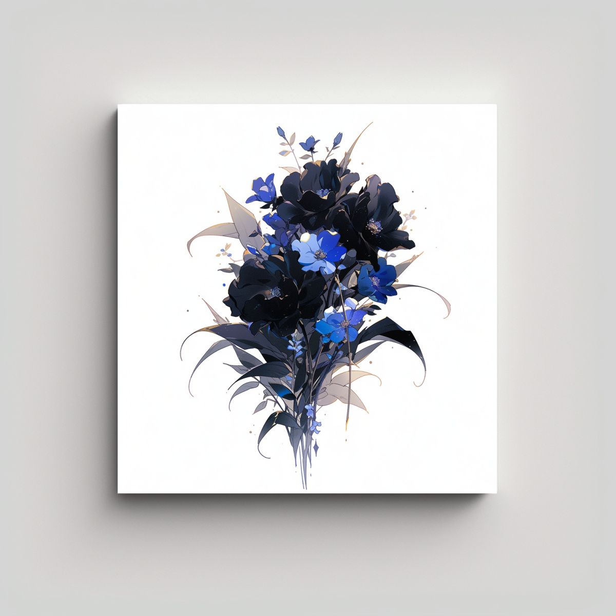 GENERICO - Tela En Bastidor Moderna Temática Negro Y Azul 80x80 Cm