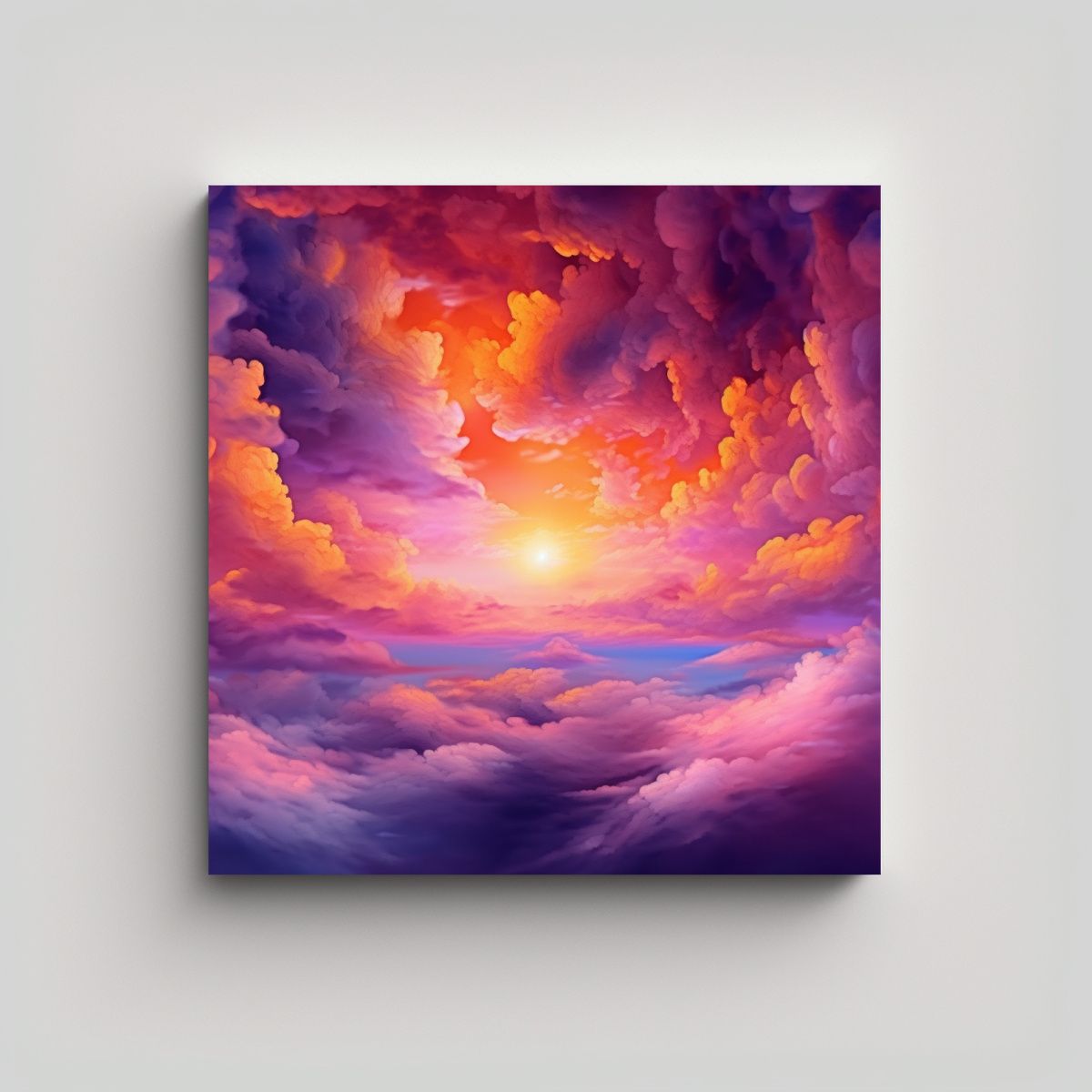 GENERICO - Cuadro Fantasía En Fondo Nublado Con Atardecer Y 90x90 Cm.