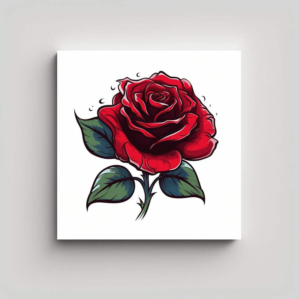 GENERICO - Cuadro Espectacular De Rosa Roja Dibujo 70x70 Cm