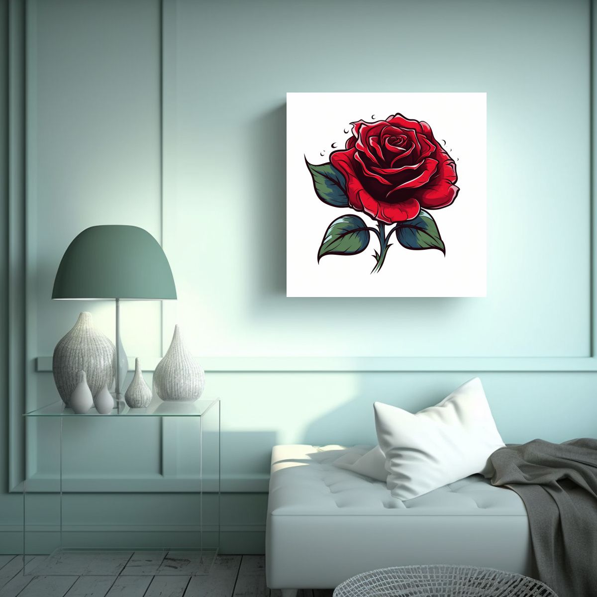 GENERICO - Cuadro Espectacular De Rosa Roja Dibujo 70x70 Cm