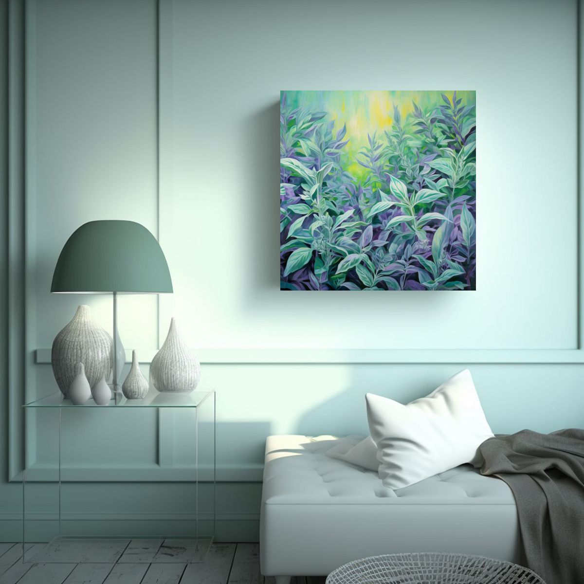 GENERICO - Pintura Abstracta De Ambiente De Hierbas De 80x80 Cm